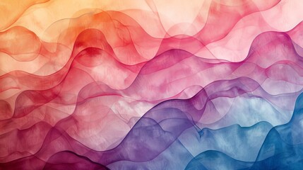 watercolor The image is a colorful abstract painting. It has a wave-like pattern and a gradient of colors, including pink, purple, blue, and yellow.