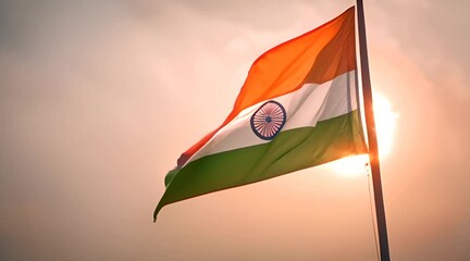 Waving Tricolor India’s National Emblem