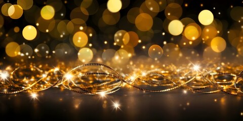 Neon Yellow Circles with Sparkles on Black Background for Luxurious Events. Concept Event Decor, Luxury Design, Neon Yellow Theme, Sparkling Accents, Black Background