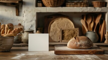 Artisan Bakery Freshly Baked Bread Rustic Kitchen and Blank Business Cards
