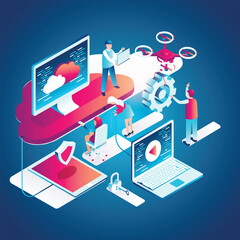 Abstract geometric dots connection on white background. Abstract hexagon technology connect for concept design.