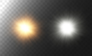 Vector Sun. A golden light, sparkling and flaring like a spotlight.