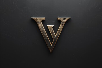 A single golden letter 'V' on a black background