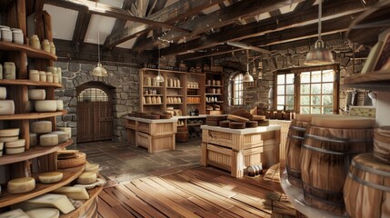 Obraz premium Artisan Cheesemaking Farm Business Cards Dairy Cows and Aged Cheese Rural Farming Lifestyle Stock Image