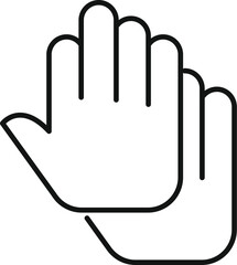 Simple line drawing of two hands clapping, symbolizing applause or agreement