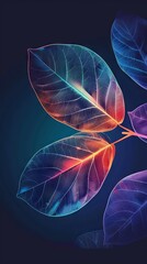 Floral pattern wallpaper with neon effect