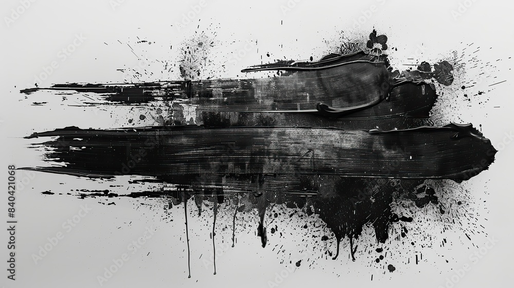 Poster grunge stencil brush stroke design elements covered in splashes graphic box with dirty art elements 