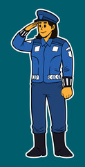 Police Officer Doodle Sticker Illustration