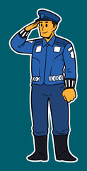 Police Officer Doodle Sticker Illustration