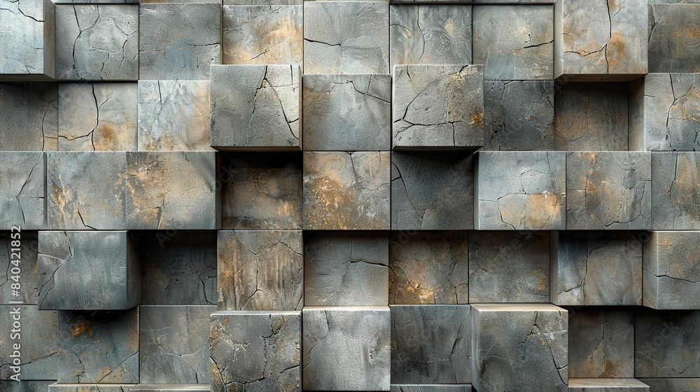 Poster a wall of natural stone mosaic tiles semigloss blocks stacked to create a rectangle background rende