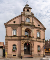 Naklejka premium Goxwiller, France - 06 29 2023: View of the town hall of Goxwiller.