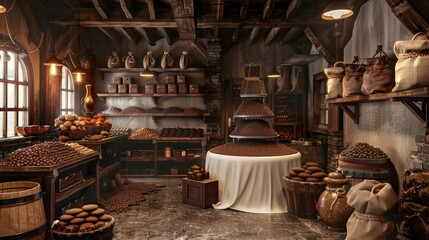Indulge in Decadence Artisanal Chocolate Studio with Business Cards Cascading Fountains and Truffle Displays