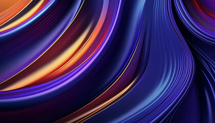 Abstract Background with 3D Wave Bright Gold and Purple Gradient Silk Fabric 