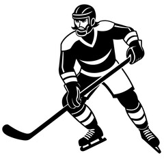 Hockey player silhouette vector illustration 