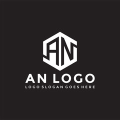 AN Letter hexagon logo vector image