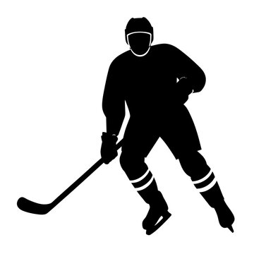 Hockey player silhouette vector illustration 