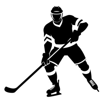 recommend clip art: Hockey player silhouette vector illustration 