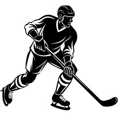 Hockey player silhouette vector illustration 