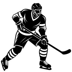 Hockey player silhouette vector illustration 