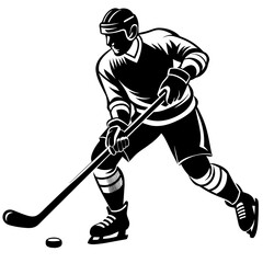 Fototapeta premium Hockey player silhouette vector illustration 
