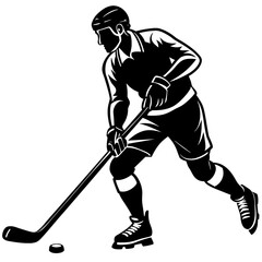 Fototapeta premium Hockey player silhouette vector illustration 