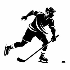 Hockey player silhouette vector illustration 