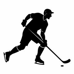 Fototapeta premium Hockey player silhouette vector illustration 