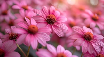 Obraz premium Closeup of pink blooming flowers in the garden