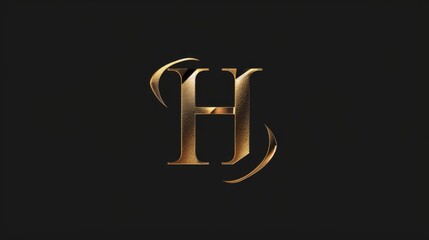 A single gold letter H on a black background