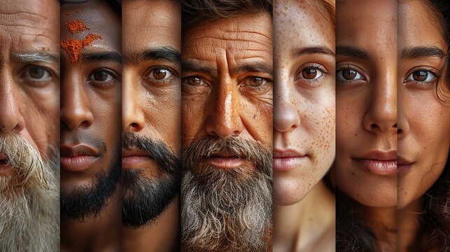 Portraits Of Men And Women Of Diverse Ages And Races Combined To Make A Human Face A Concept Of Social Equality Human Rights Freedom Diversity And Acceptance.stock Photo