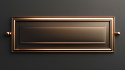Elegant bronze square sign on black background.