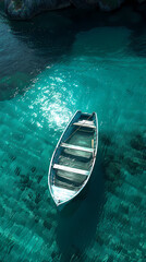 Obraz premium floating in the ocean on a boat