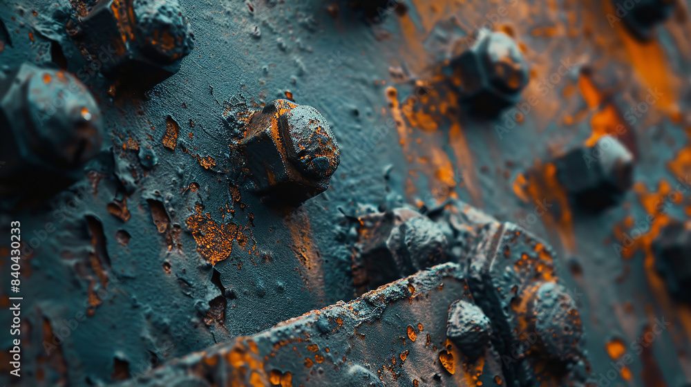 Poster Macro View of Aged Metals Revealing Rust and Patina  