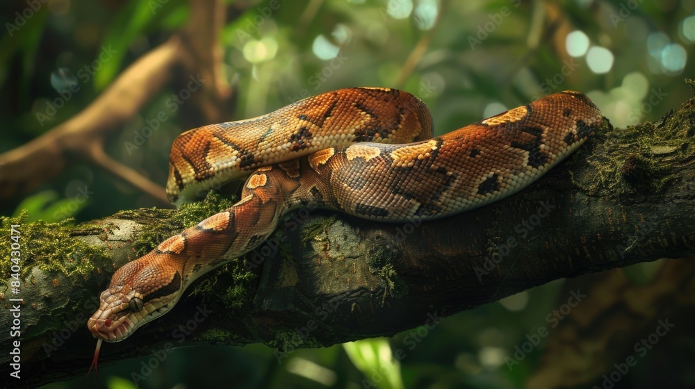 Aufkleber a snake is coiled around a tree branch, highlighting its flexibility and camouflage abilities