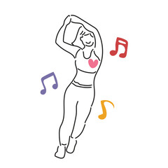 Sketch lifestyle concept minimal girl woman dance aerobics drawing line art. Female exercise hand drawn line concept with white ioslated background. Abstract,vector,illustration.