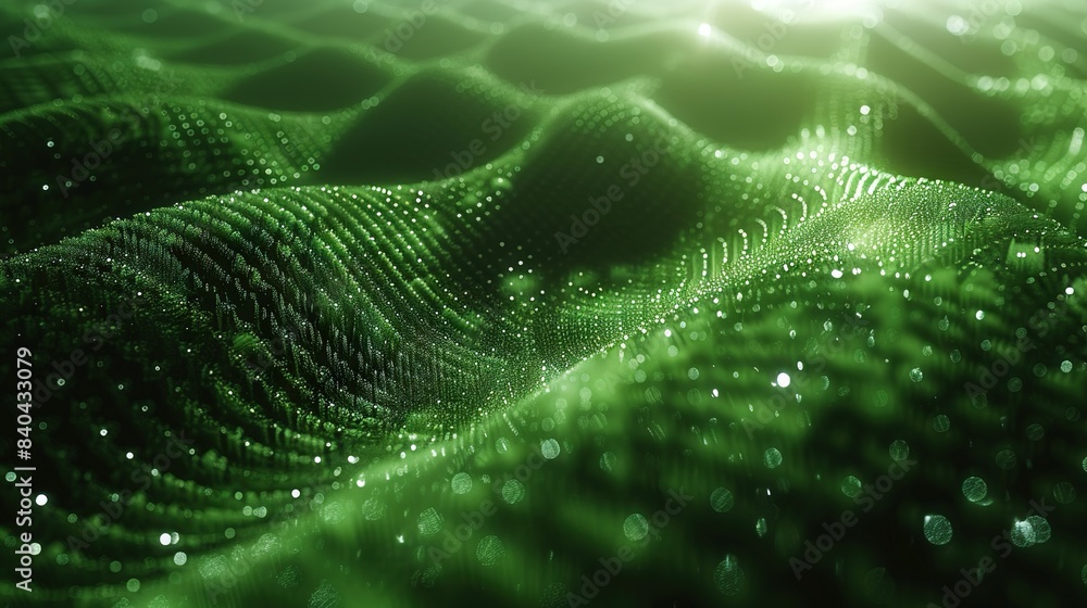 Poster a high-resolution photo of an artificially created image featuring waves and illumination above them