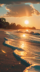 Fototapeta premium beach during the golden hour,Arctic beautiful landscape.Create beautiful, award-winning landscape photos. There is something for everyone. From sweeping mountain vistas to tranquil forest landscapes.