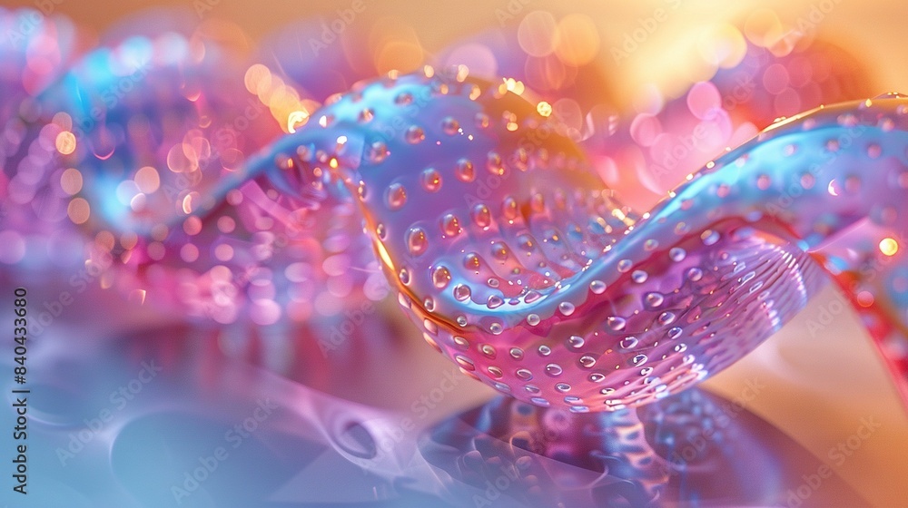 Poster a clearer image of a blue and pink object with a defined structure in the background