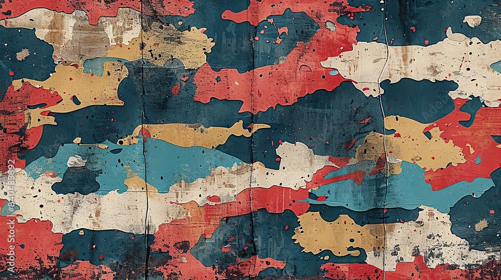 Poster wallpaper and pattern in abstract camouflage with a summery feel.stock image