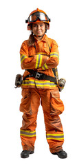 girl firefighter isolated on a white or transparent background