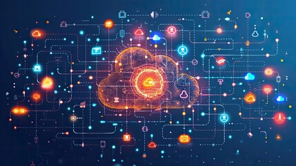 conceptual illustration of cloud computing data networks.image illustration