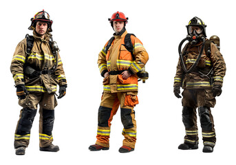 Fototapeta premium set of firefighter isolated on a white or transparent background