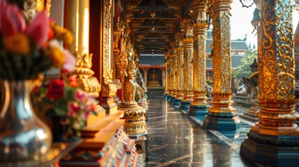 Fototapeta premium Buddha temples for Vesak are decorated with elaborate ornaments