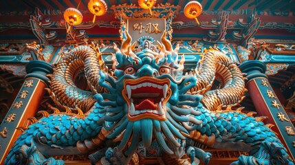 Fototapeta premium Buddha temples for Vesak are decorated with elaborate ornaments