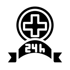  24 hour health service solid icon
