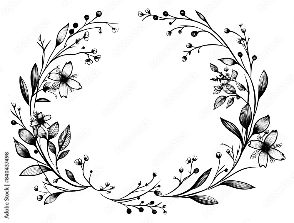 Wall mural PNG Drawing pattern sketch wreath.