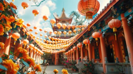 Obraz premium Buddha temples for Vesak are decorated with elaborate ornaments