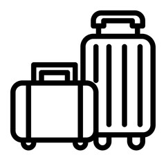 large suitcases and small suitcases line icon