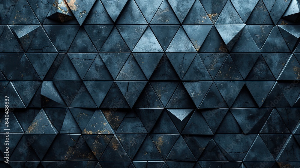 Poster high tech futuristic background with triangular blocks wall texture with triangle tiles in.illustrat