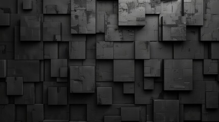 The background is made up of dark squares that are abstract. The wall is made up of realistic cubes